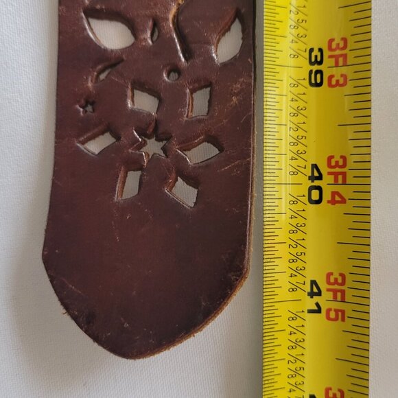 Women's Rustic Leather Belt with Silver Buckle - Picture 2 of 10